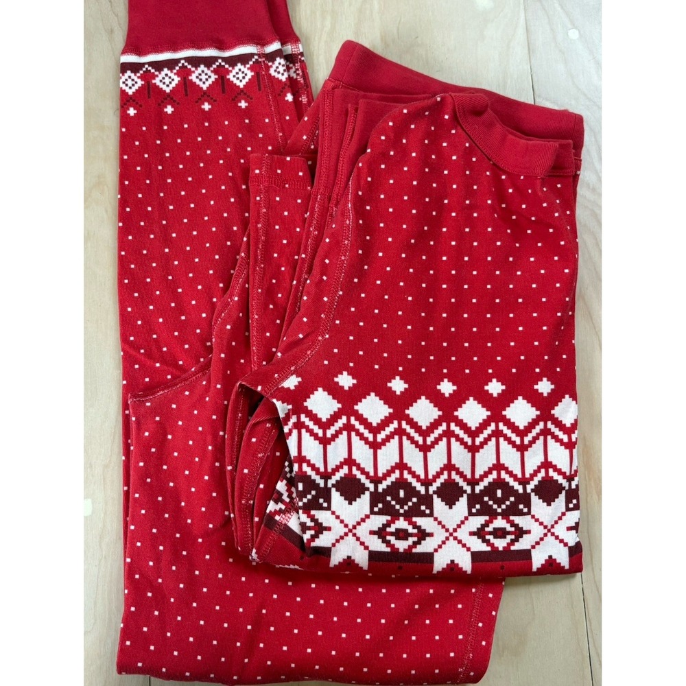 Hanna Andersson Adult Holiday Pajamas Organic Red Fair Isle Size L 2 Piece Set